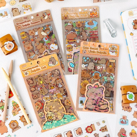 Süße Capybara Wasserdichte PET Aufkleber Für Scrapbooking DIY Journaling Dekorative Cartoon Schreibwaren Aufkleber