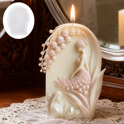 3D Relief Mädchen Maiglöckchen Silikonform DIY Handgemachte Duftkerze Wachs Seife Herstellung Werkzeuge Romantik Ästhetik