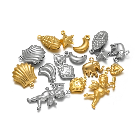 Ciondoli Cavi In Acciaio Inossidabile Fai Da Te Creazione Gioielli Charms Per Collana Bracciale Cuore Angelo Forme Animali