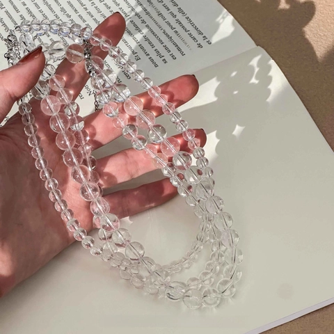 Collana Di Perle Di Cristallo Bianco Vetro Trasparente Catena Semplice Della Clavicola Gioielli Per Donne Versatile Elegante
