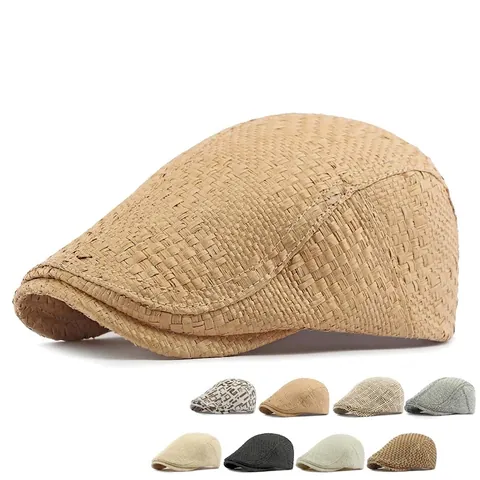Vintage Stroh Geflochtene Schirmmütze Atmungsaktive Sommer Sonnenschutz Baskenmütze Für Herren Und Damen Verstellbar