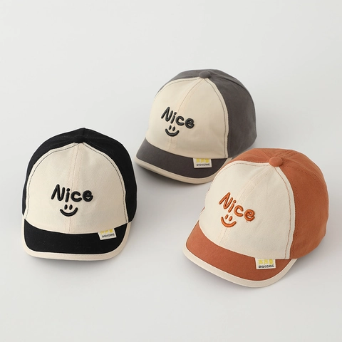 Casquette De Baseball Enfants Coton Patchwork Nice Smiley Broderie Respirant Chapeau De Soleil Pour Tout-Petits Garçons Filles