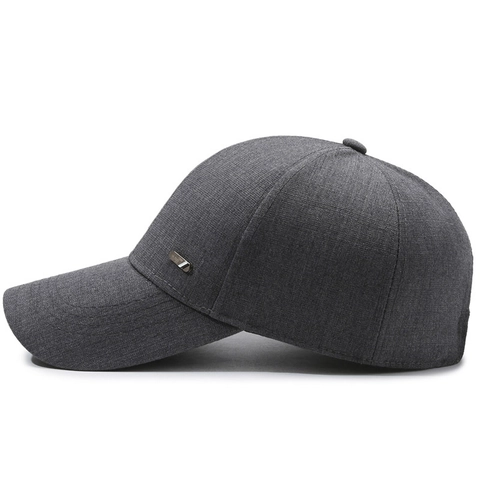 Heren Honkbalpet Polyester Verstelbaar Zonnescherm Gebogen Rand Casual Hoed Met Metalen Label