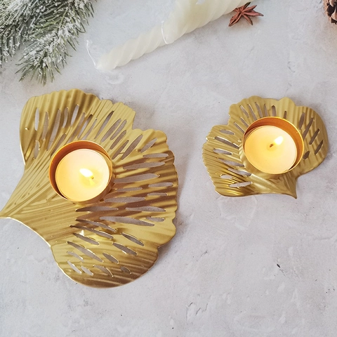 Minimalist Leaves Iron Candlestick Artificial Decorations
