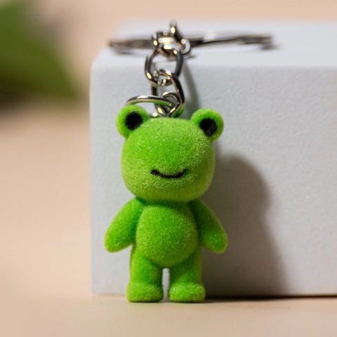 Porte-clés Grenouille Verte Flocage Dessin Animé Mignon Pendentif 3D Petit Animal pour Sac Accessoires de Bijoux DIY Cadeau de Mode