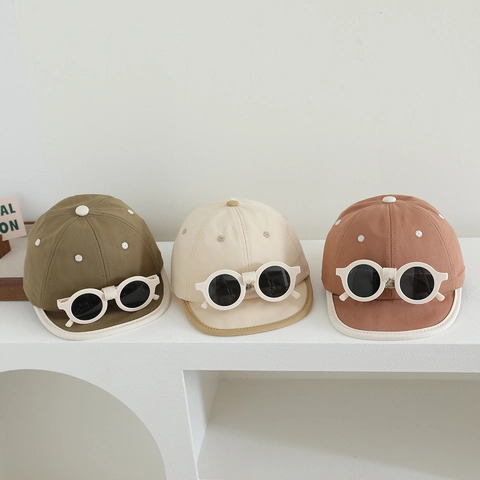 Cappellino Da Neonata Con Occhiali Da Sole Rotondi Misto Cotone Cappello Traspirante Per Bambini Ragazzi Ragazze All Aperto