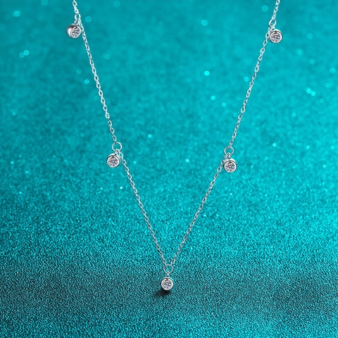 Collana in Argento Sterling S925 Con Moissanite Girocollo Scintillante Taglio Rotondo Gioielli Per Donna Regalo Di Moda