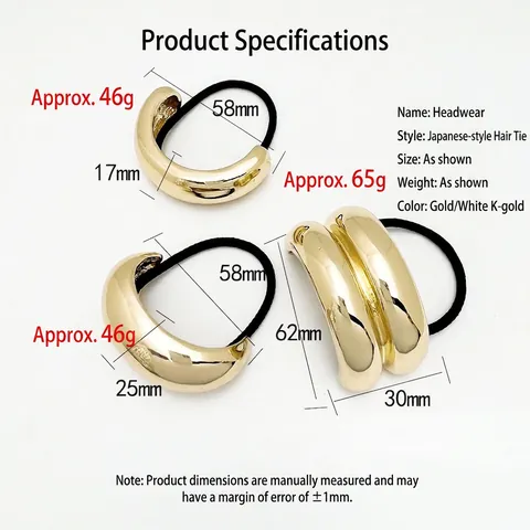 Minimalist Metal Ponytail Cuffs Alloy Geometric Hair Ties Polished Luxury Fashion Headwear Accessories For Women