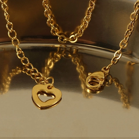 Heart Charm Anklet Stainless Steel 18K Gold Plated Adjustable O-Chain Fashion Jewelry For Women Summer Beach Accessory