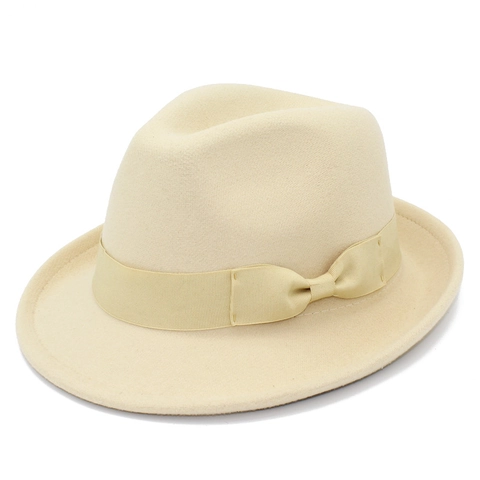 Classic Fedora Hat Wool Felt Retro British Style Jazz Cap With Bow Ribbon Decoration For Men And Women Vintage Elegant