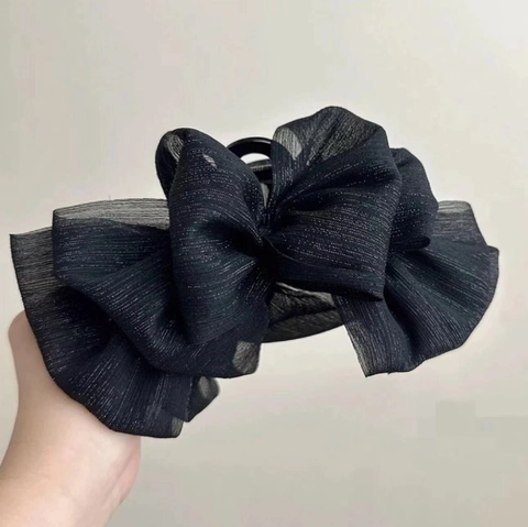 Große Haarklammer Mit Schleife Für Damen Eleganter Glitzerstoff Wolken-Design Hai-Clip Modischer Kopfschmuck