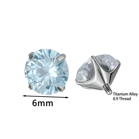 Cabezal De Repuesto De Aleación De Titanio Con Circonita Brillante Y Rosca Interna Joyas De Piercing Para Labio O Nariz Estilo Punk