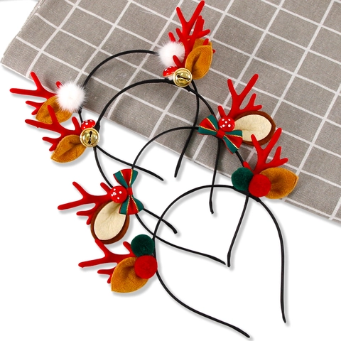 Cerchietto Con Corna Di Renna Di Natale Con Orecchie Campanelli E Fiocchi Accessorio Capelli Per Feste