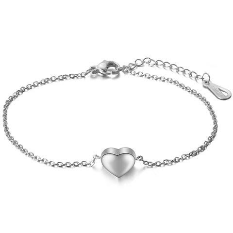Bracciale con Ciondolo a Cuore in Acciaio Inossidabile 304 Minimalista per Donna Uomo Lucidato Placcato Oro 18K Catena Regolabile