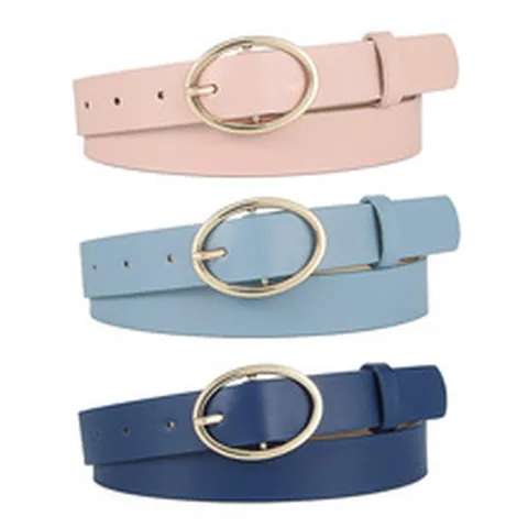 Women Vintage PU Leather Belt With Golden Oval Pin Buckle Fashion Sophisticated Versatile Waist Belt For Jeans Dresses Ladies