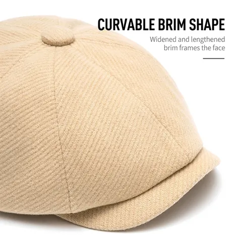 Britse Retro Newsboy Pet Wolmix Octagonale Hoed Warme Winter Ivy Flat Cap Voor Heren En Dames Verstelbare Stijl
