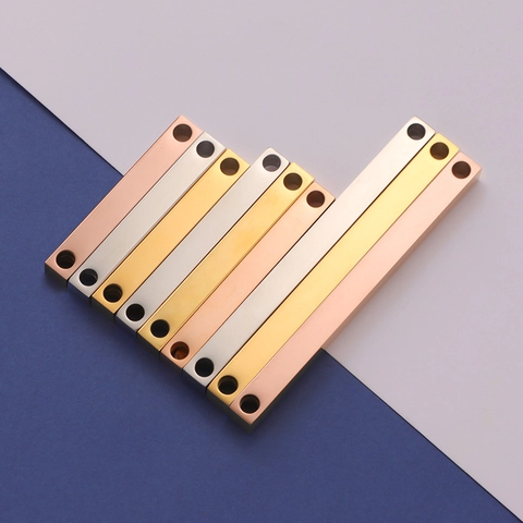 Colgante De Barra Rectangular De Acero Inoxidable 304 Con Doble Agujero Cuboide Pulido Espejo Para Hacer Joyas DIY