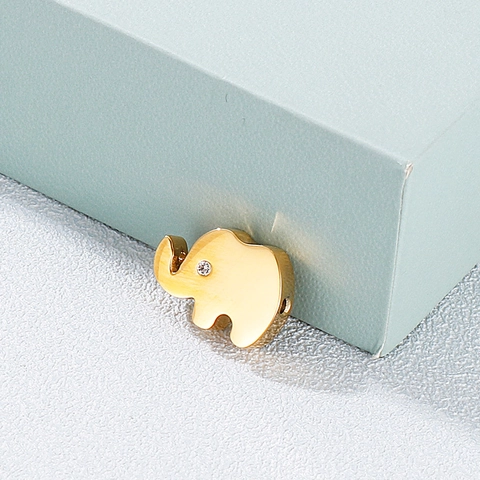 Colgante De Elefante De Acero Inoxidable Con Diamantes De Imitación Forma De Animal Para Joyería DIY Accesorio Pulido