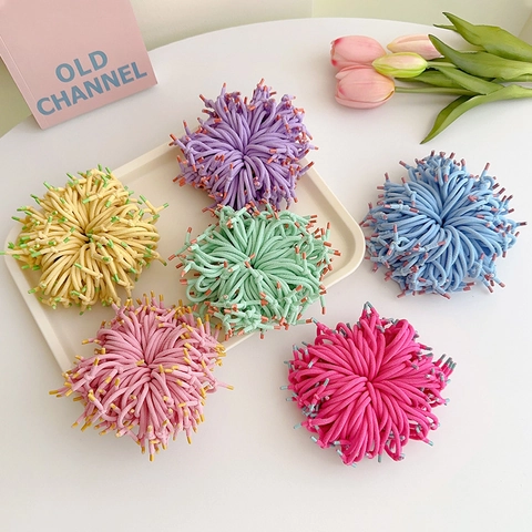 Kids Hair Ties Elastic Woven Hair Ropes Knotted Macaron Candy Color Hair Bands For Girls Toddlers High Stretch