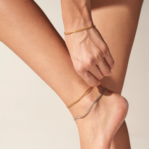 Double Layer Stainless Steel Rice Bead And Cauliflower Chain Necklace Bracelet And Anklet Minimalist Fashion Women