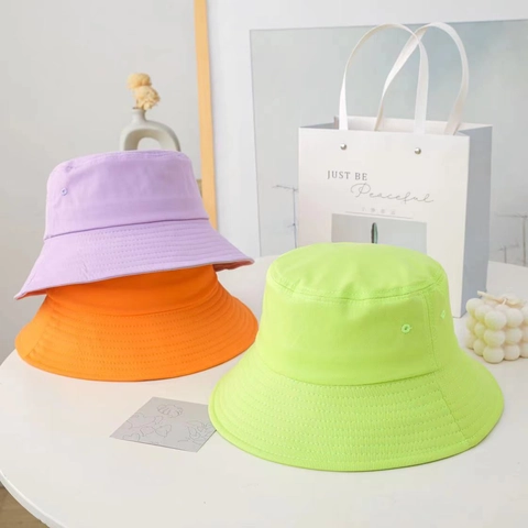 Japanese Minimalist Cotton Bucket Hat Wide Brim Solid Color Sun Protection Summer Outdoor Casual Sweet Sun Hat For Women