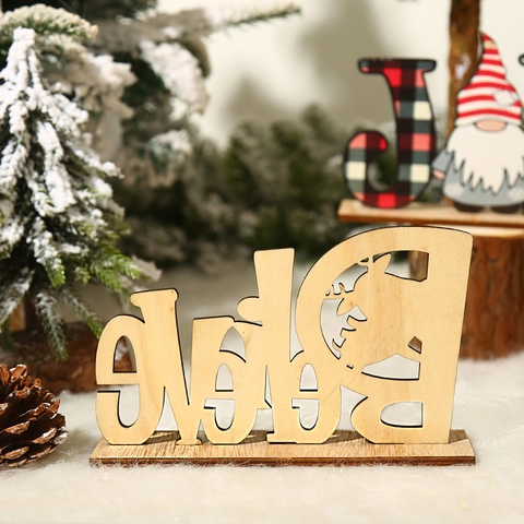 Décoration De Table Lettres En Bois Noël JOY NOEL Believe Gnome Père Noël Bonhomme De Neige Renne Plaid Décor Fêtes