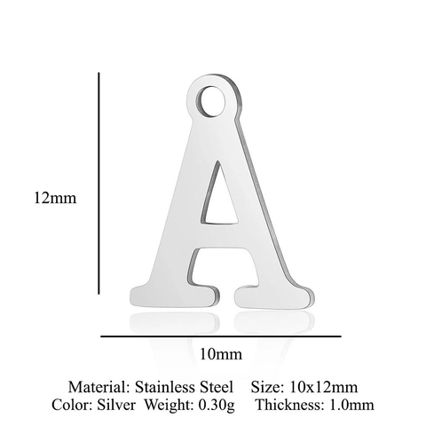 Stainless Steel Alphabet Pendants Uppercase Letters A-Z Charms Polished Silver Color DIY Jewelry Making Accessories
