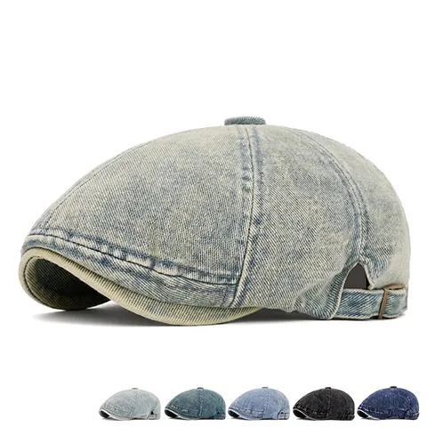Vintage Washed Denim Flatcap Verstellbare Baumwolle Ivy Hat Retro Newsboy Style Für Herren Damen Lässige Outdoor Kappe