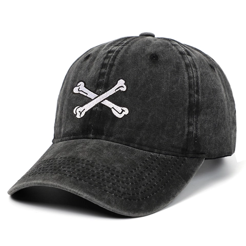 Casquette De Baseball En Coton Lavé Vintage Avec Broderie D'os Rétro Ajustable Chapeau D'extérieur Pare-soleil Homme Femme