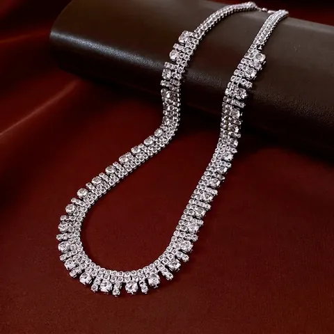 Luxury Multi Row Zircon Fringe Tassel Necklace Copper With Rhinestones For Women Evening Party Jewelry Elegance