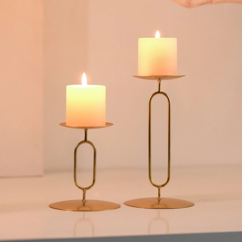 Modern Geometric Iron Candle Holders Nordic Minimalist Metal Candle Stand For Wedding Dining Table Romantic Home Decor