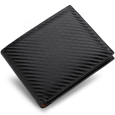 Portafoglio Bifold Da Uomo Texture Fibra Di Carbonio Pelle PU Con Tasca Monete Zip Slot Carte Finestra ID Business