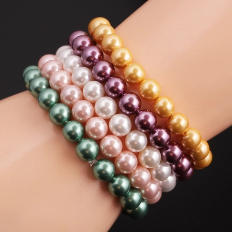 Elegant Beaded Bracelet Minimalist Imitation Artificial Pearl Crystal Elastic Hand Jewelry Fashion Accessories For Women