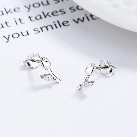Orecchini A Lobo Tulipano In Argento Sterling 925 Con Zirconia Stile Floreale Francese Gioielli Delicati Per Donne