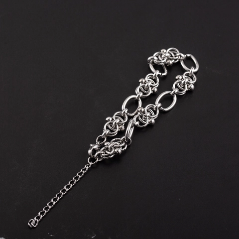 Bracciale A Catena In Acciaio Inossidabile Hip Hop Street Style Da Uomo Gioielli Geometrici Lucidati