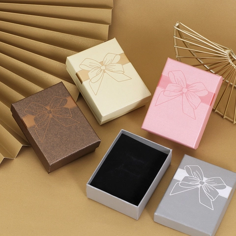 Elegante Confezione Regalo per Gioielli in Carta con Fiocco a Farfalla per Anelli Collane Orecchini Scatola per Gioielli