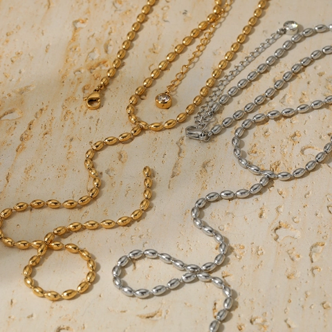 Collier En Y Minimaliste Acier Inoxydable Chaîne À Billes Avec Pendentif En Zircon Bijou Élégant Réglable Pour Femme