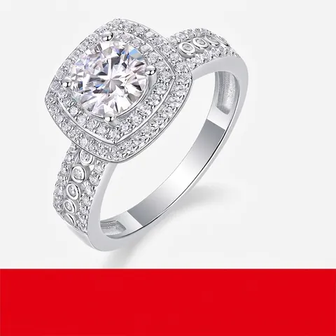 Luxus 925 Sterlingsilber Moissanit Halo Ring Für Damen Kissen Schliff Funkelnde Zirkonia Eingelegt Hochzeit Verlobung Schmuck Geschenk
