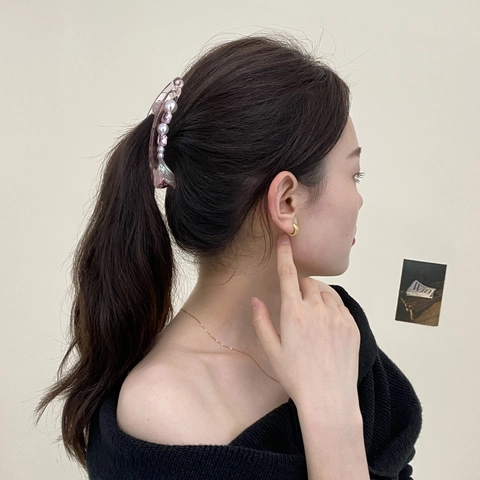 Molletta Per Capelli Banana Coda Di Sirena Resina Trasparente Con Strass E Perla Artificial Supporto Per Coda Di Cavallo Accessorio Elegante