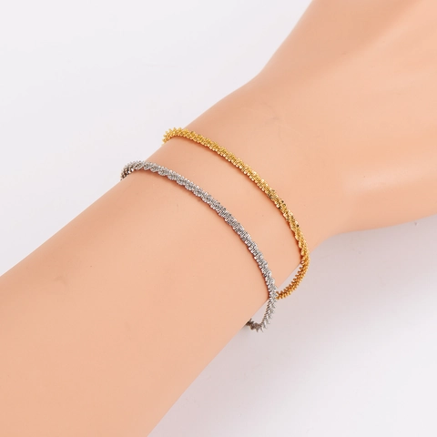 Bracciale Gipsofila Scintillante Acciaio Inossidabile 304 Placcato Oro 18K Catena A Corda Intrecciata Minimalista Gioielli Moda