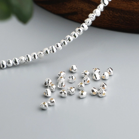 925 Sterling Silver Geometric Triangle Spacer Beads Irregular Loose Beads For DIY Jewelry Making Necklaces Bracelets