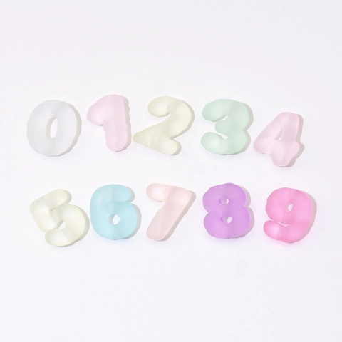 3D Number Beads Acrylic Macaron Frosted Matte Plated Colorful For Phone Chain Keychain DIY Jewelry Making Craft