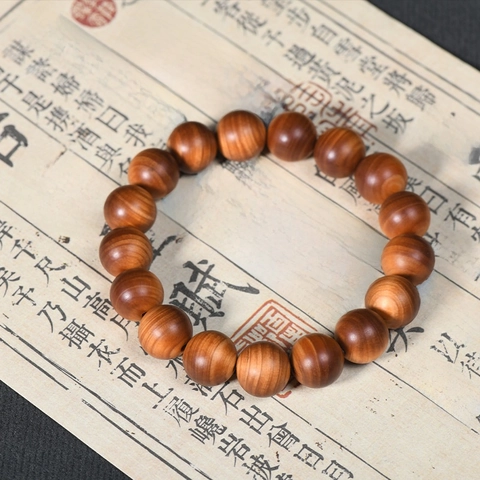 Natural Thuja Wood Beaded Bracelet Ethnic Style Buddhist Prayer Meditation Jewelry Handcrafted Round Wooden Beads
