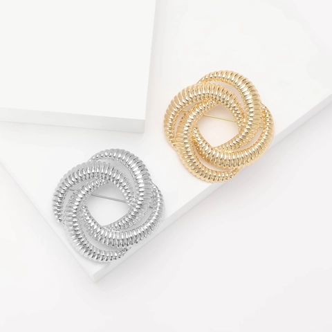 Vintage Geometrische Legierung Brosche Pin Für Damen Verdrehte Spirale Knoten Design Gold Silber Strukturierte Metall Pin Für Anzüge