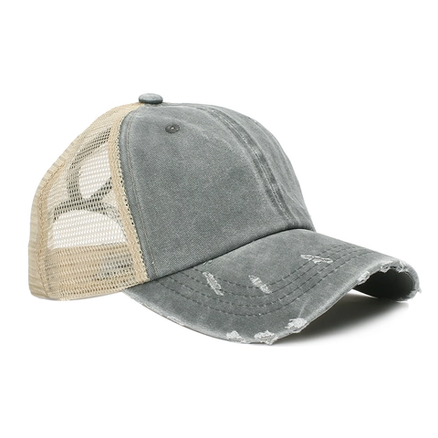 Cappello Da Baseball Con Coda Di Cavallo In Cotone Lavato Cappello Trucker In Rete Traspirante Stile Vintage Donna