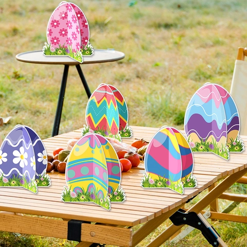 Ostereier Ornamente 3D Karton Tischdekoration DIY Hasen Karneval Party Requisiten Festliche Muster