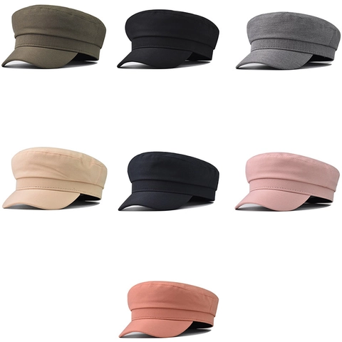 Vintage Solid Color Cotton Blend Beret For Women British Style Navy Cap Newsboy Hat Retro Artist Flat Top Cabbie Hat Winter Warm Headwear