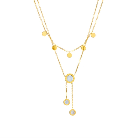 Double Layer Necklace Stainless Steel Roman Numerals Mother Of Artificial Pearl Shell Y-Shape Gold Plated Fashion Jewelry Women