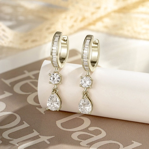 Vintage Kaffeegold Kupfer Creolen Mit Runden Und Tropfenförmigen Zirkonia Anhängern Light Luxury Hängende Schmuck Für Damen