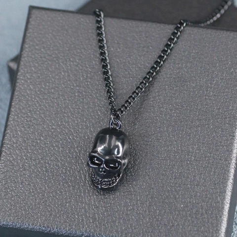 Stereo Skull Pendant Necklace Alloy Skeleton Head Hip Hop Punk Style Jewelry For Men Boys Gothic Accessory
